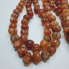 2 Vintage Himalayan Tibetan Carnelian Agate Melon Shape Beads Necklaces #12