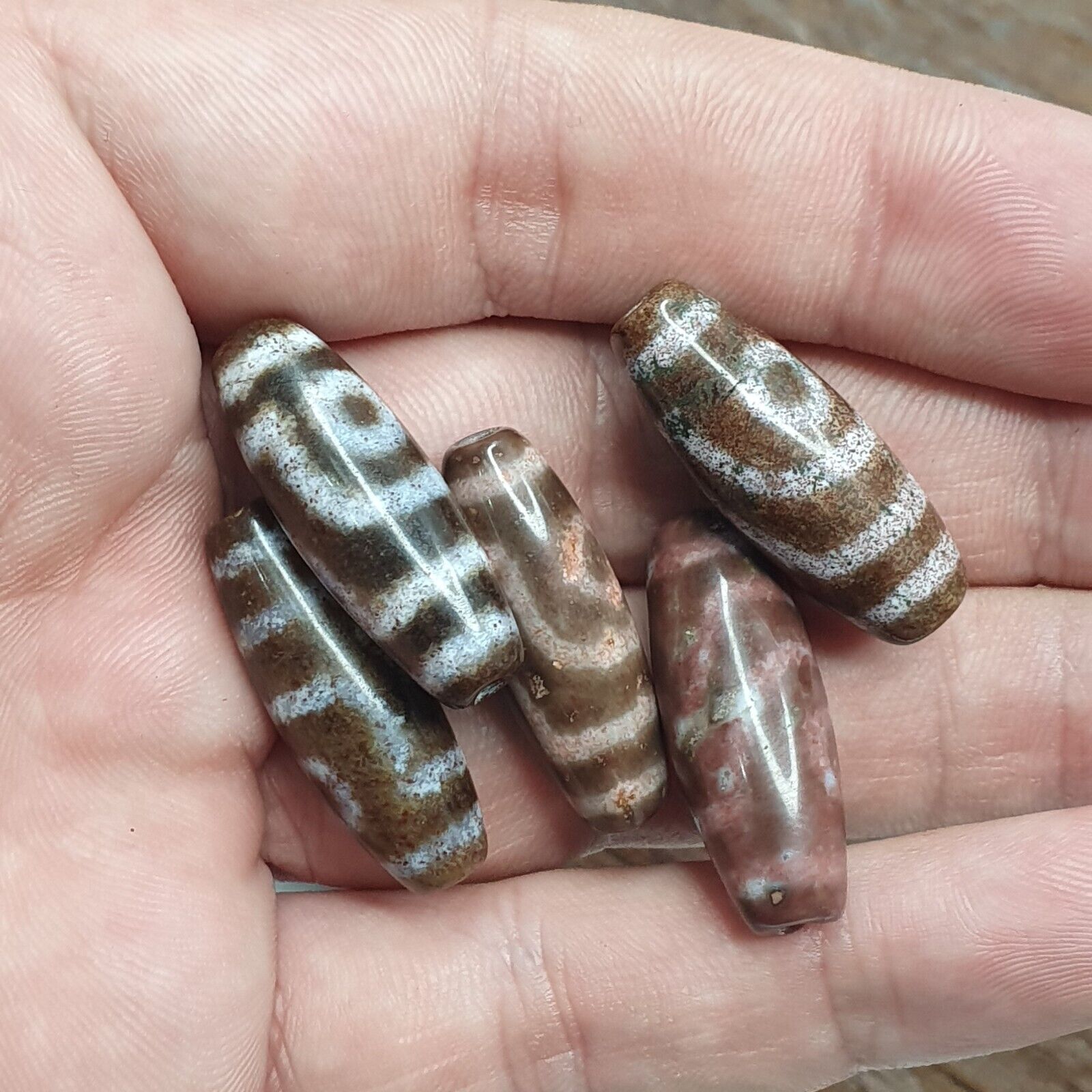 Lot 5 Eye Bead Tibetan dzi bead old amulet Agate Tibet gzi pendant #123