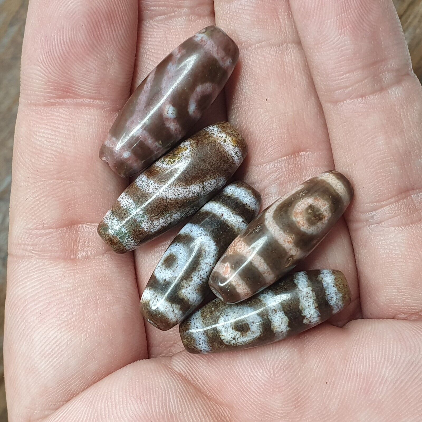 Lot 5 Eye Bead Tibetan dzi bead old amulet Agate Tibet gzi pendant #123