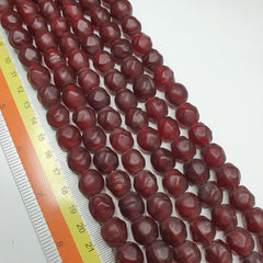 African Trade Beads Vintage Cherry Red Beads Long Strand 12-12.5mm