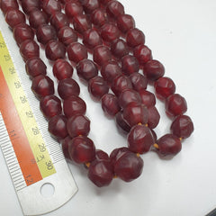 African Trade Beads Vintage Cherry Red Beads Long Strand 12-12.5mm