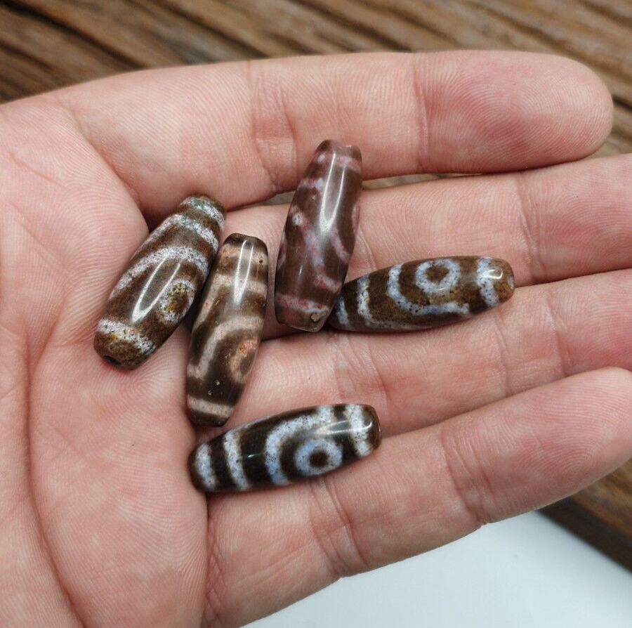 Lot 5 Eye Bead Tibetan dzi bead old amulet Agate Tibet gzi pendant #123