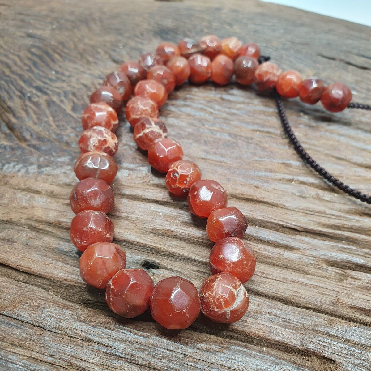 Vintage Himalayan Tibetan Carnelian Agate faceted cut Beads Necklaces #13