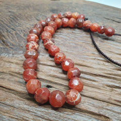 Vintage Himalayan Tibetan Carnelian Agate faceted cut Beads Necklaces #13
