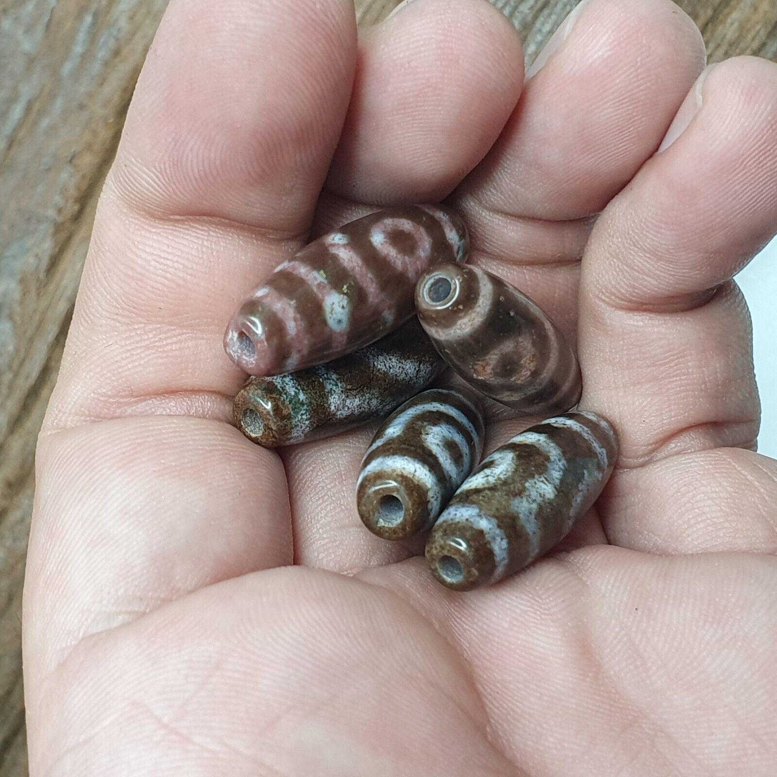 Lot 5 Eye Bead Tibetan dzi bead old amulet Agate Tibet gzi pendant #123