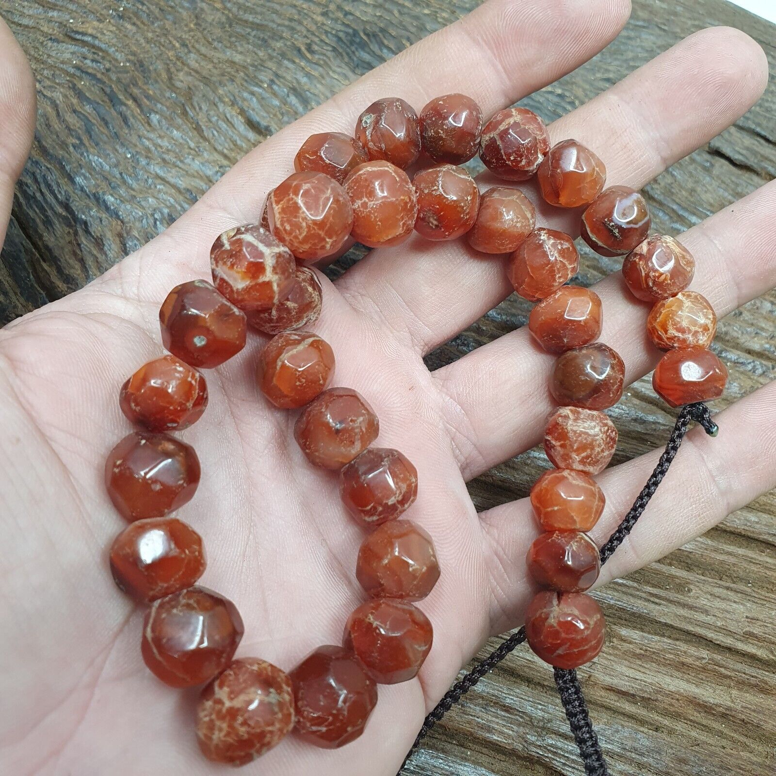 Vintage Himalayan Tibetan Carnelian Agate faceted cut Beads Necklaces #13