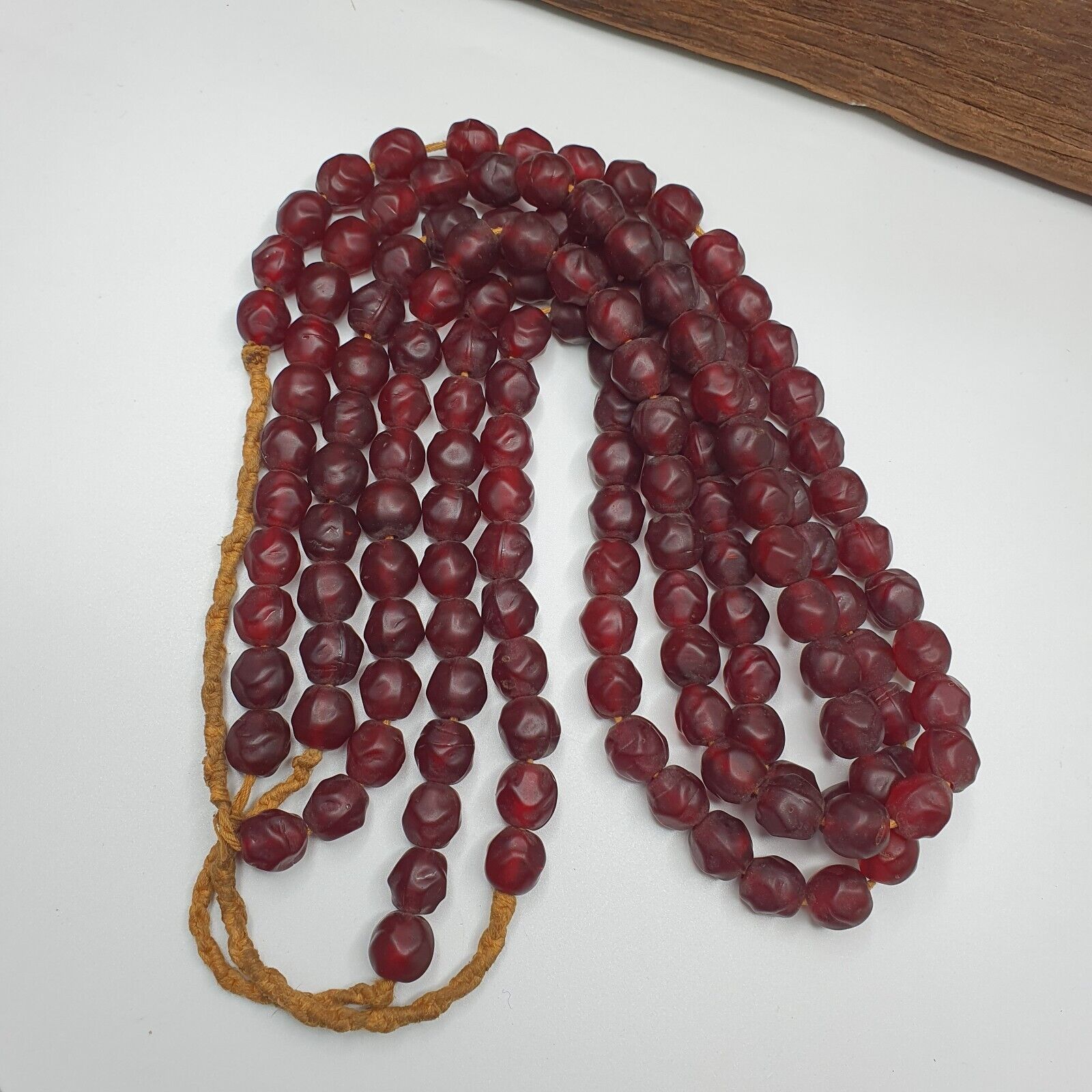 African Trade Beads Vintage Cherry Red Beads Long Strand 12-12.5mm