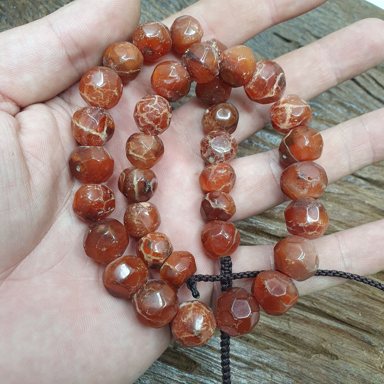 Vintage Himalayan Tibetan Carnelian Agate faceted cut Beads Necklaces #13