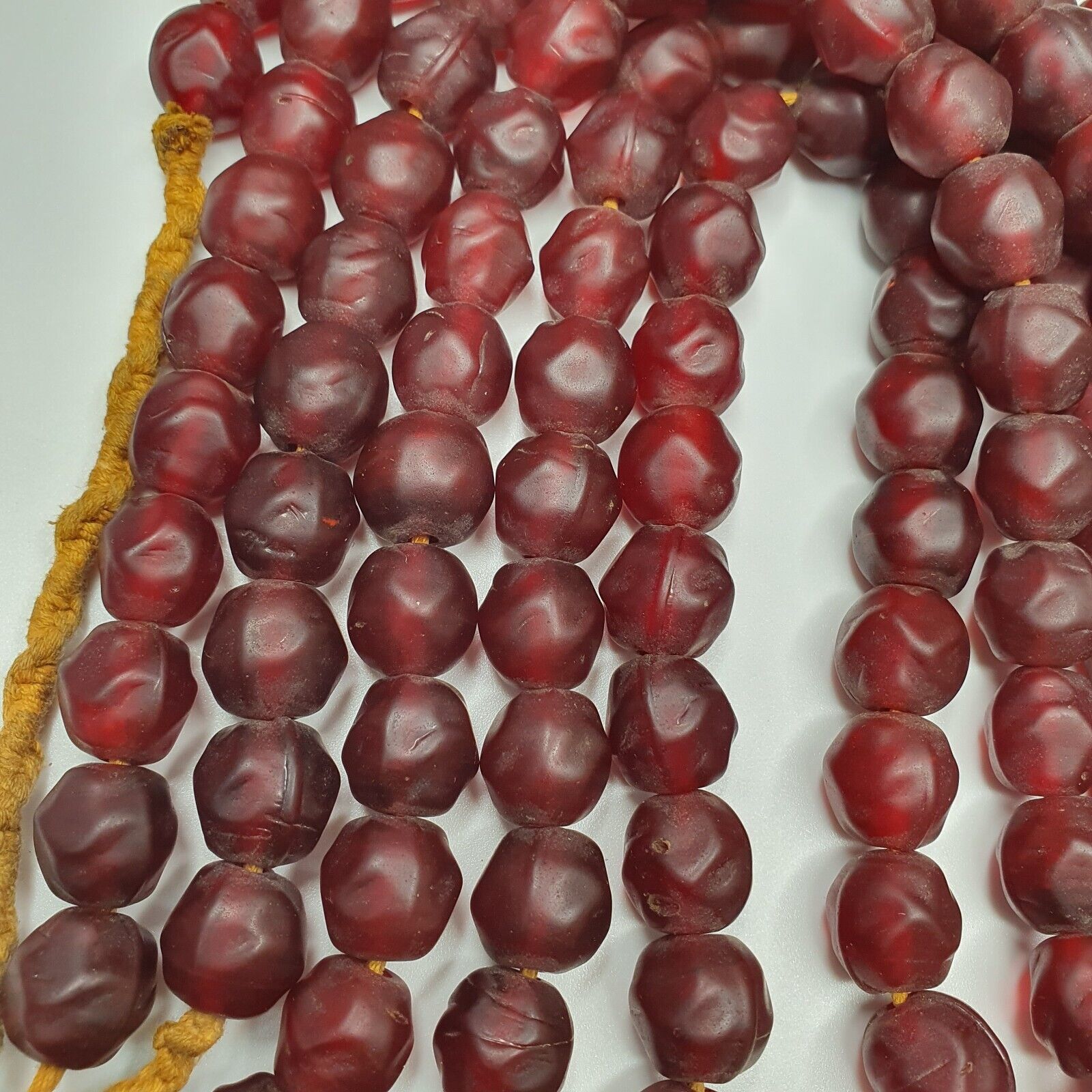 African Trade Beads Vintage Cherry Red Beads Long Strand 12-12.5mm