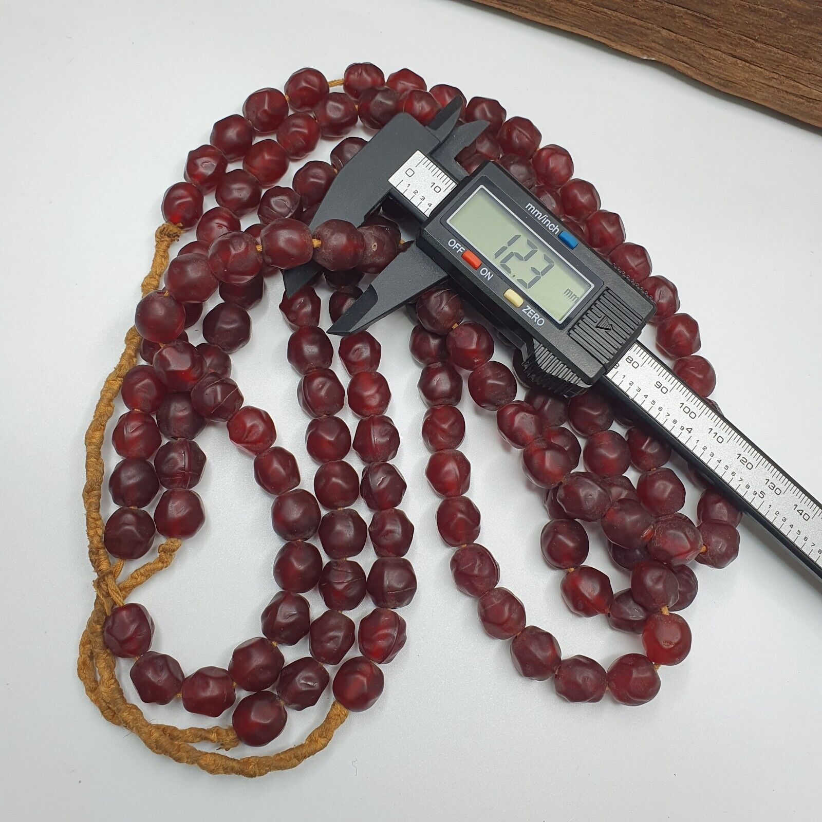 African Trade Beads Vintage Cherry Red Beads Long Strand 12-12.5mm
