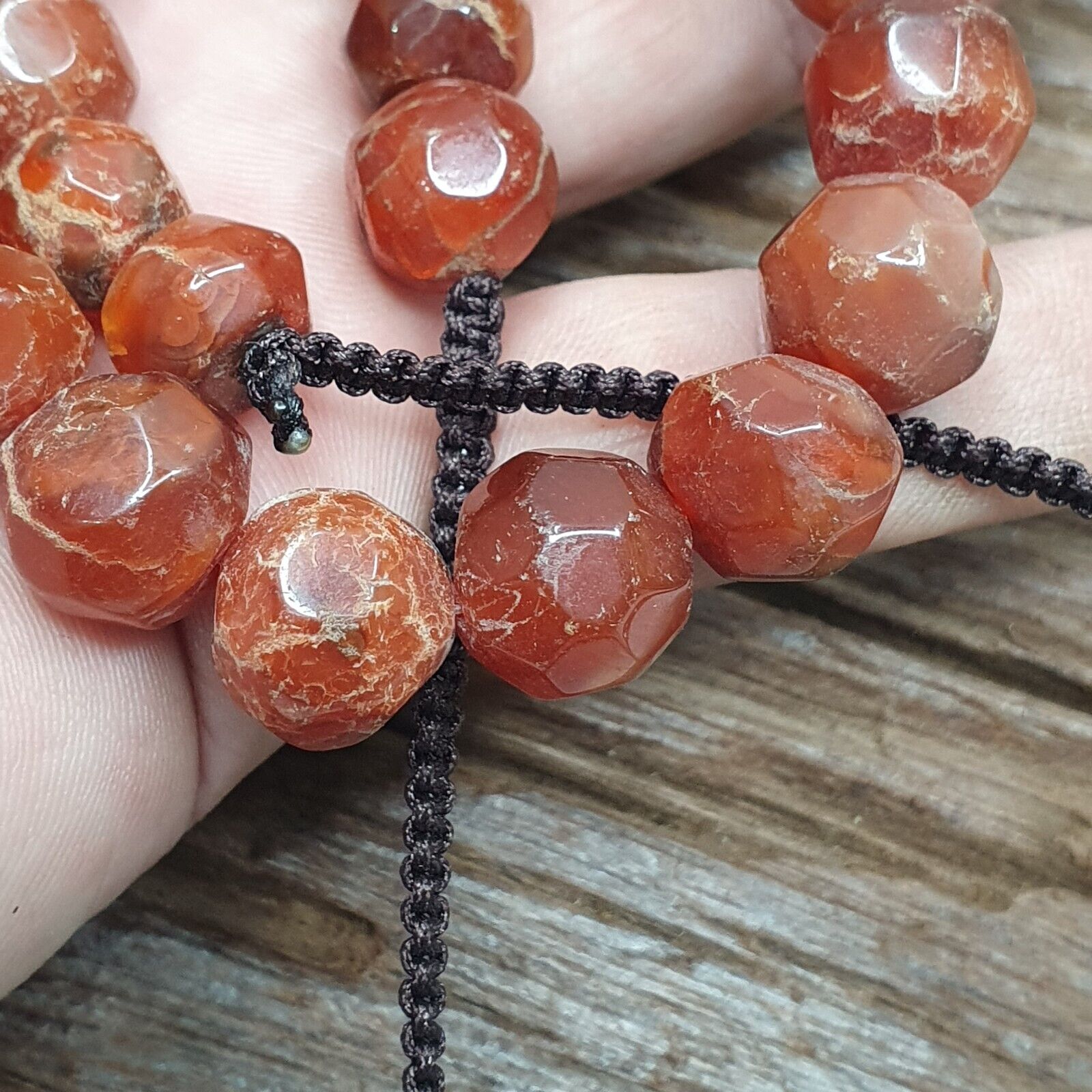 Vintage Himalayan Tibetan Carnelian Agate faceted cut Beads Necklaces #13