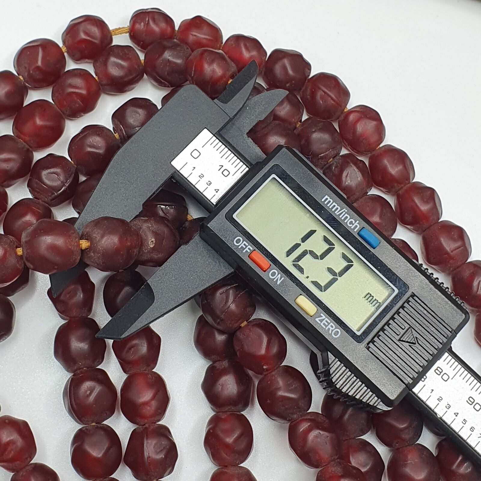 African Trade Beads Vintage Cherry Red Beads Long Strand 12-12.5mm