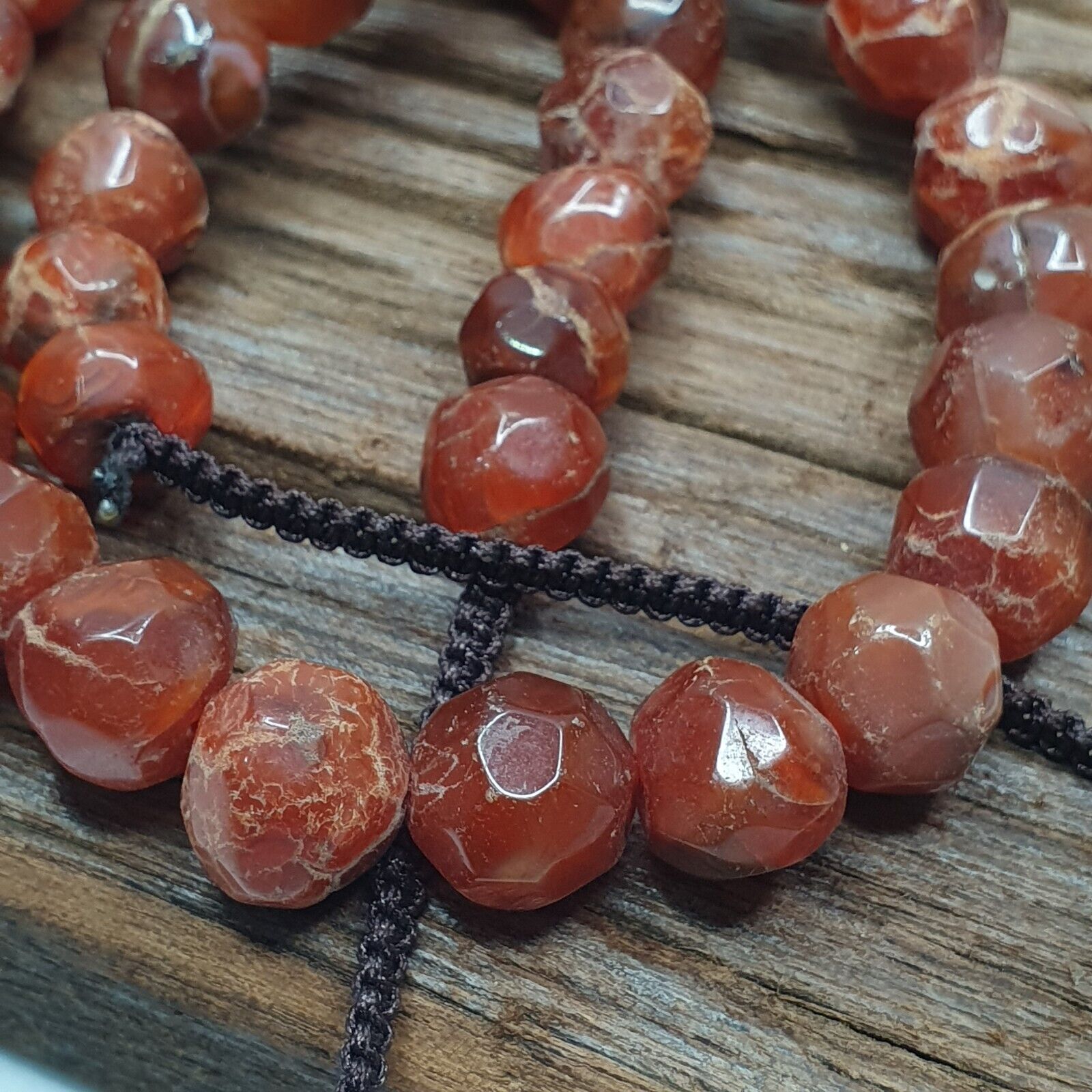 Vintage Himalayan Tibetan Carnelian Agate faceted cut Beads Necklaces #13