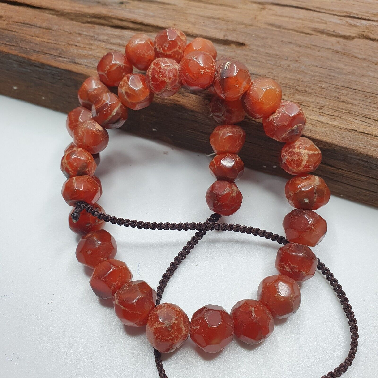 Vintage Himalayan Tibetan Carnelian Agate faceted cut Beads Necklaces #13