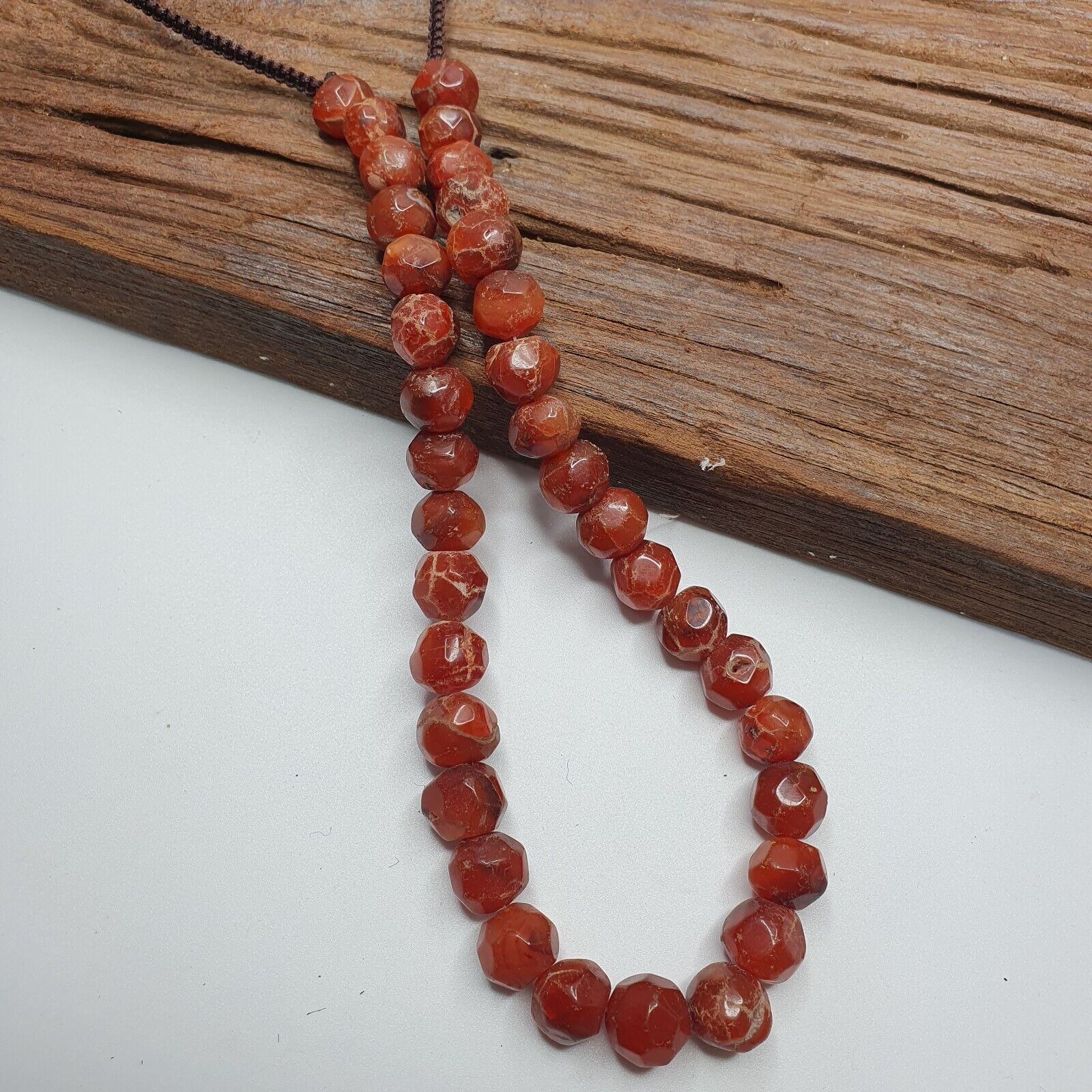 Vintage Himalayan Tibetan Carnelian Agate faceted cut Beads Necklaces #13