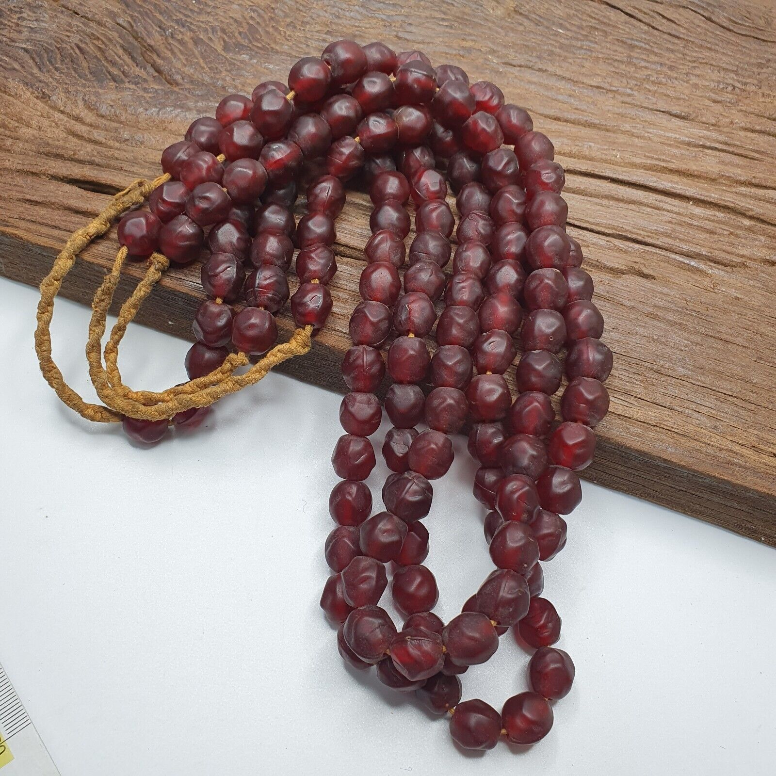 African Trade Beads Vintage Cherry Red Beads Long Strand 12-12.5mm