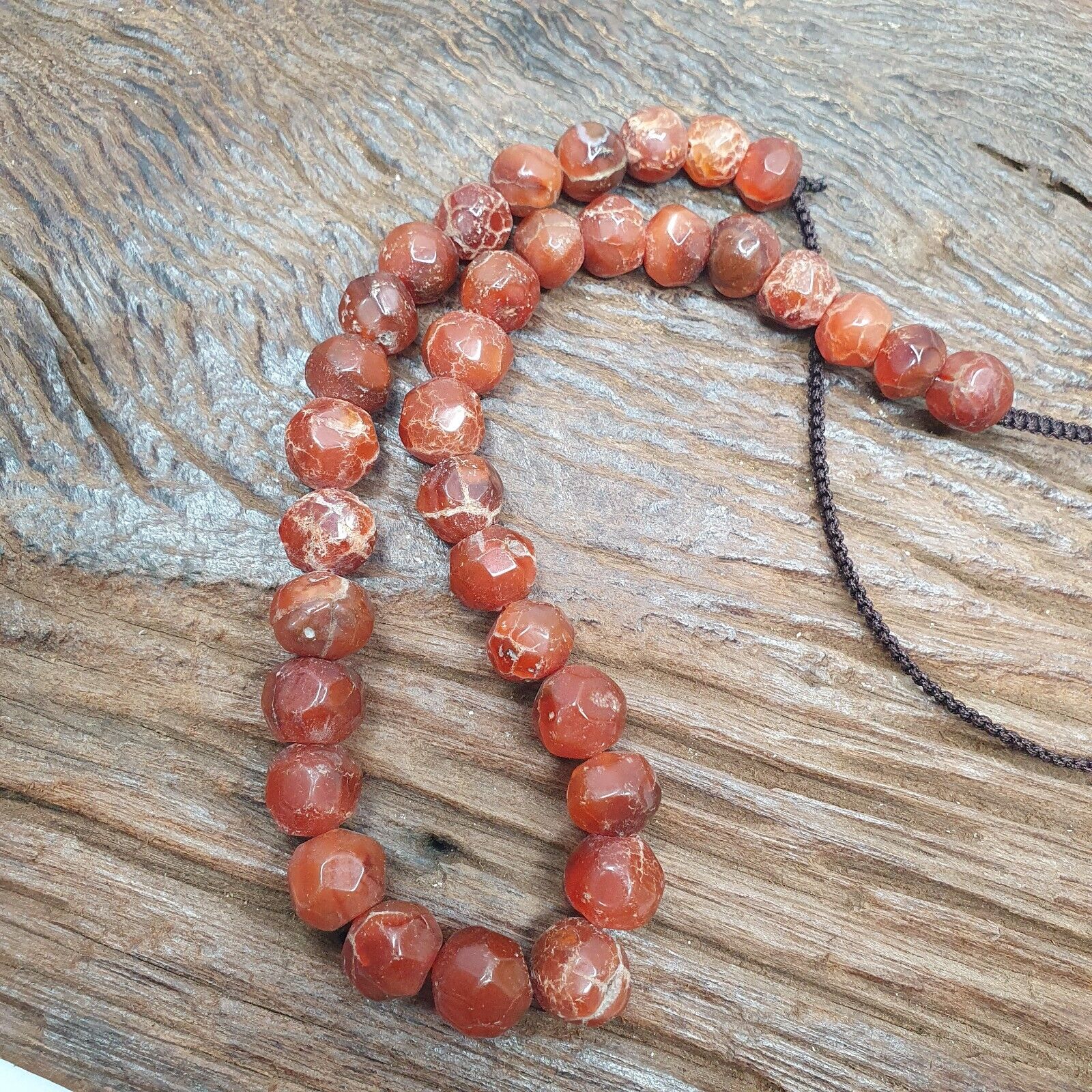 Vintage Himalayan Tibetan Carnelian Agate faceted cut Beads Necklaces #13
