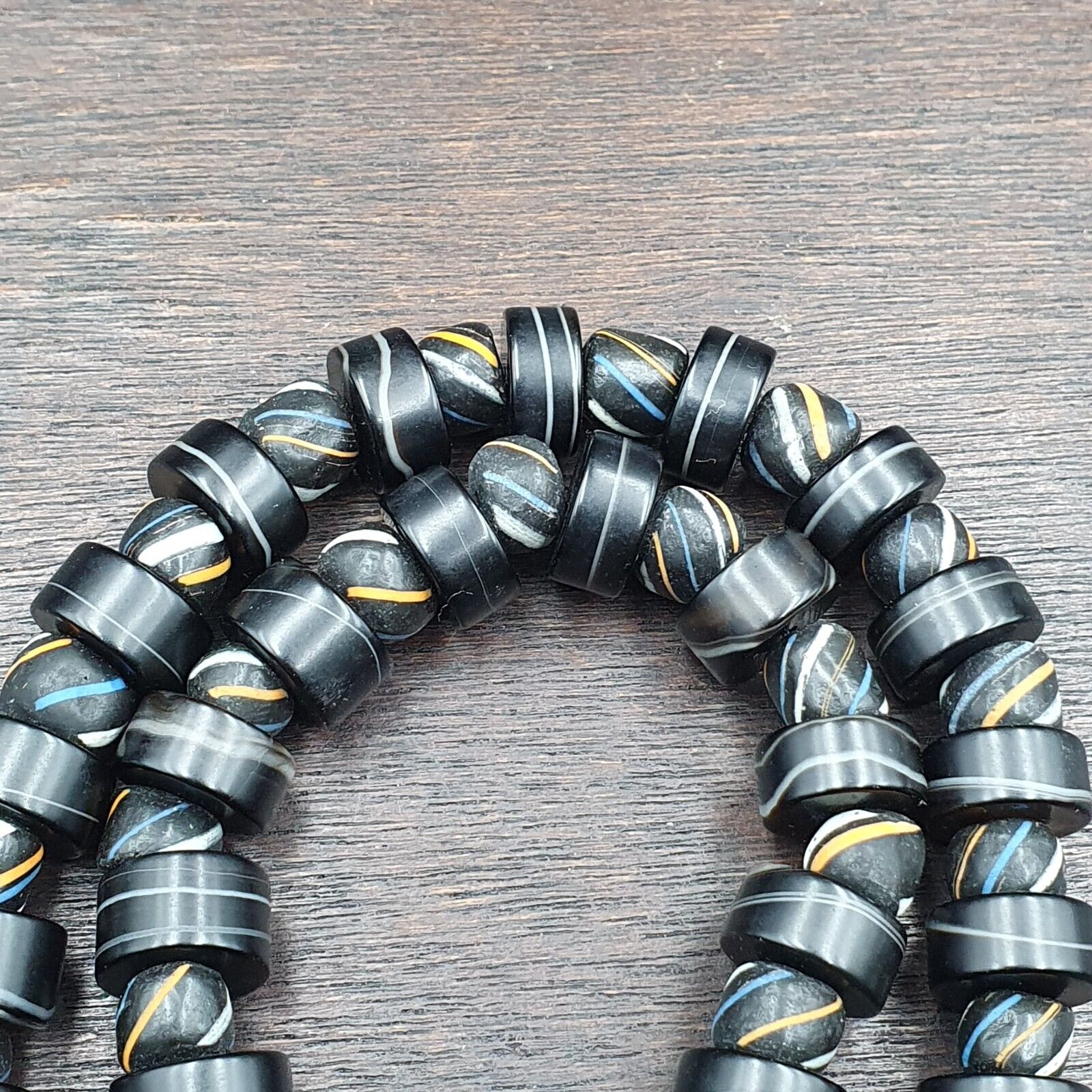 Antique Yemeni Agate Natural Rare pattern Banded Agate Bead Necklace BND-3