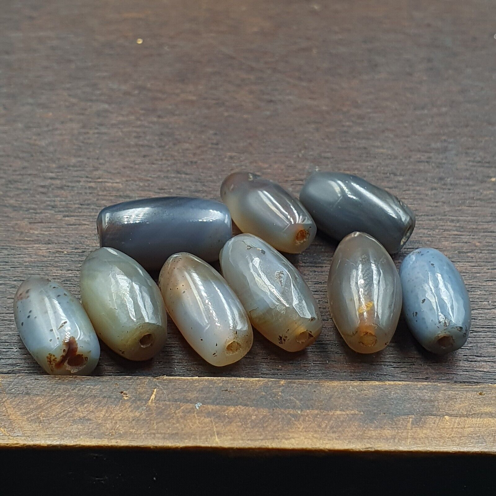 Lot 9 Antique gray Agate African Trade Agate Beads