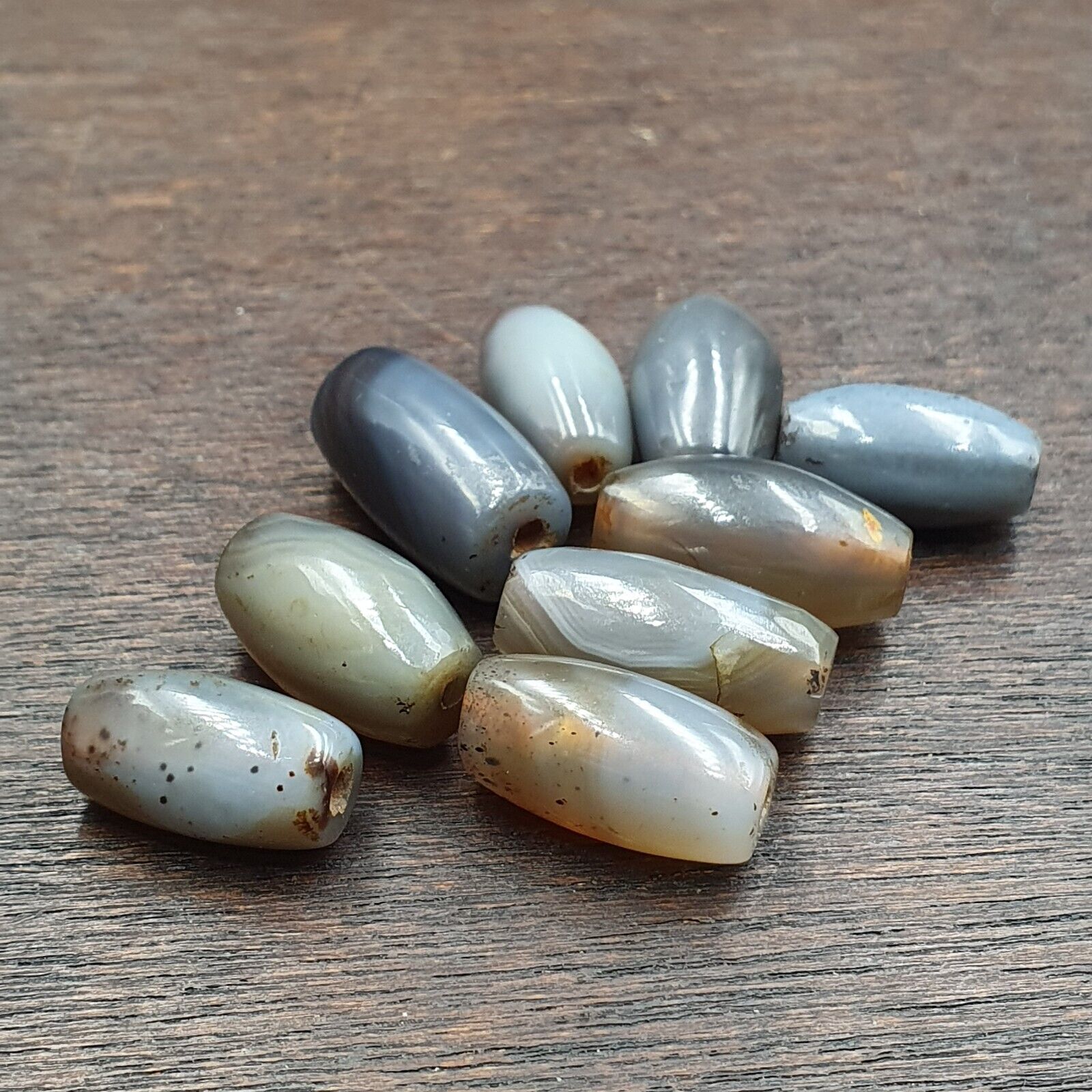 Lot 9 Antique gray Agate African Trade Agate Beads