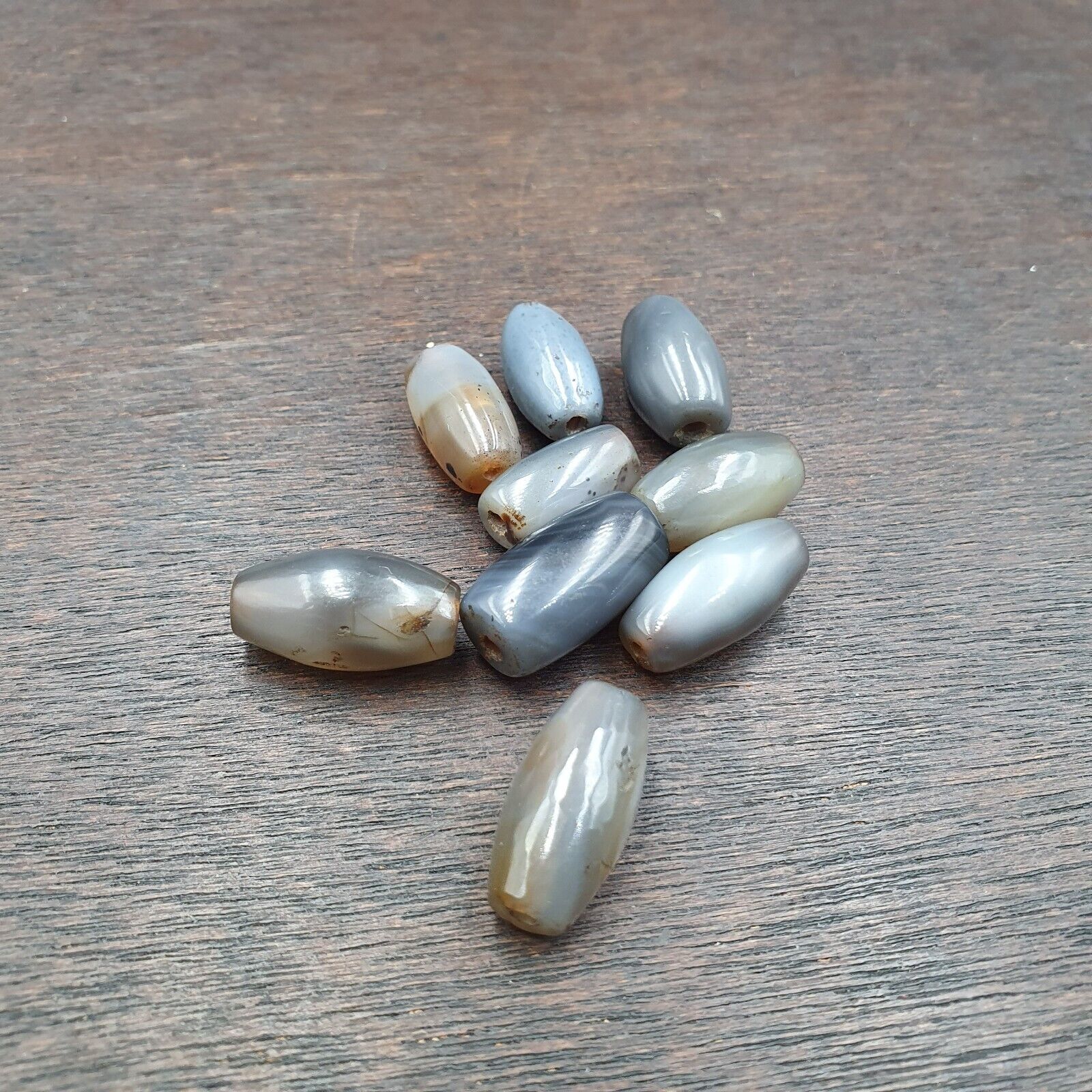 Lot 9 Antique gray Agate African Trade Agate Beads