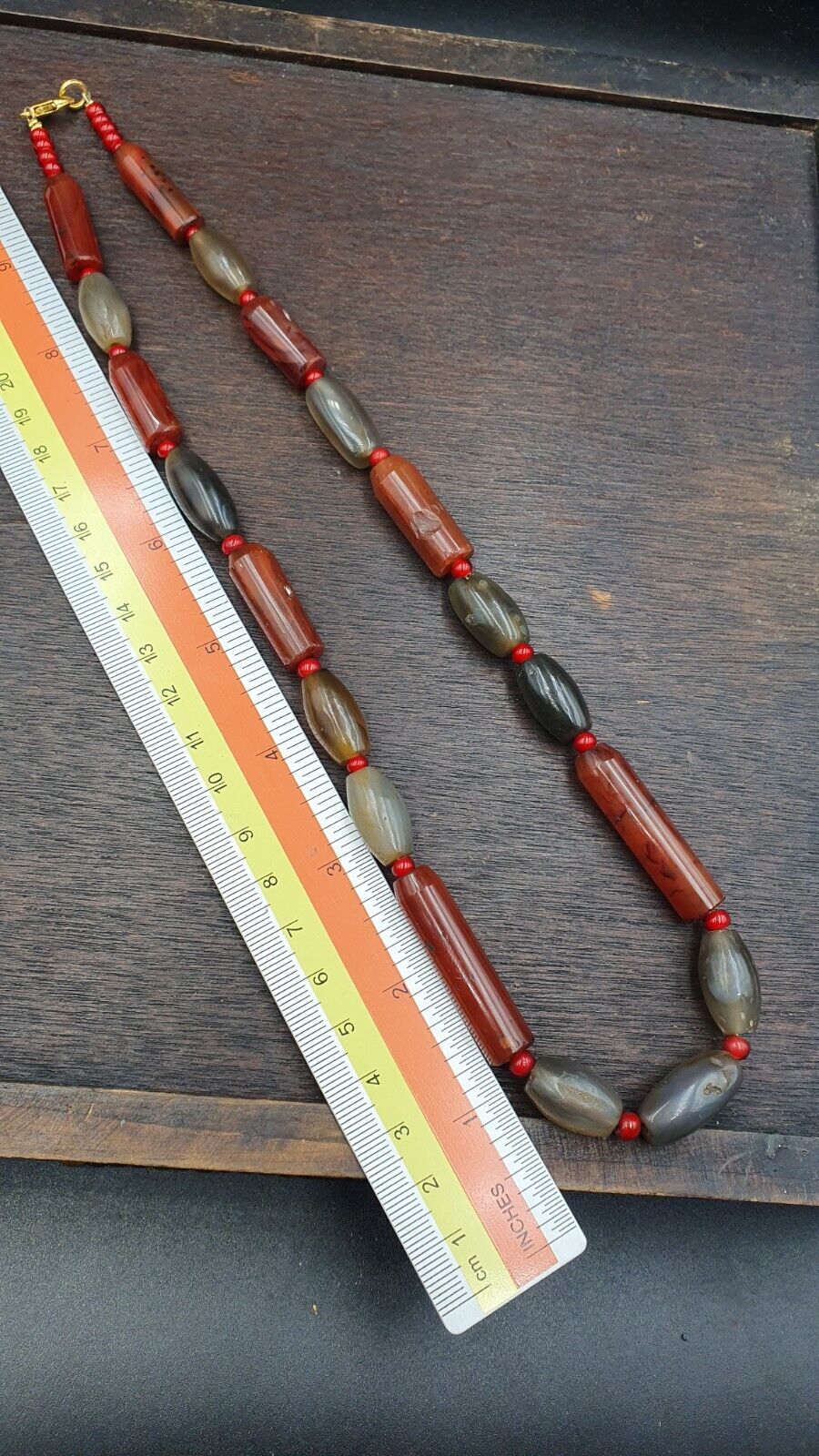 Amazing Antique gray Agate African Trade Red Agate Beads necklace