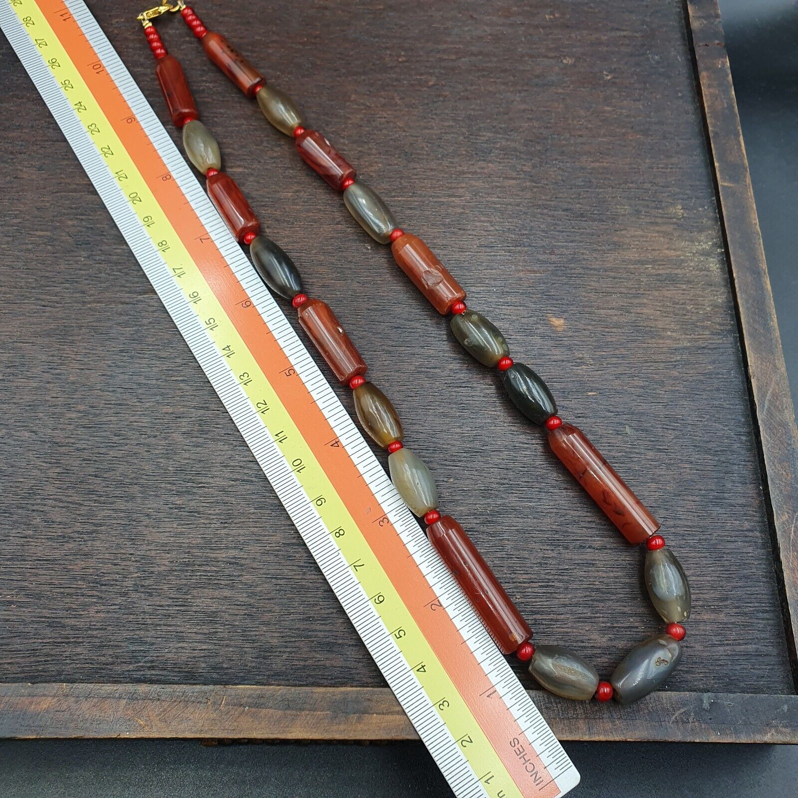 Amazing Antique gray Agate African Trade Red Agate Beads necklace