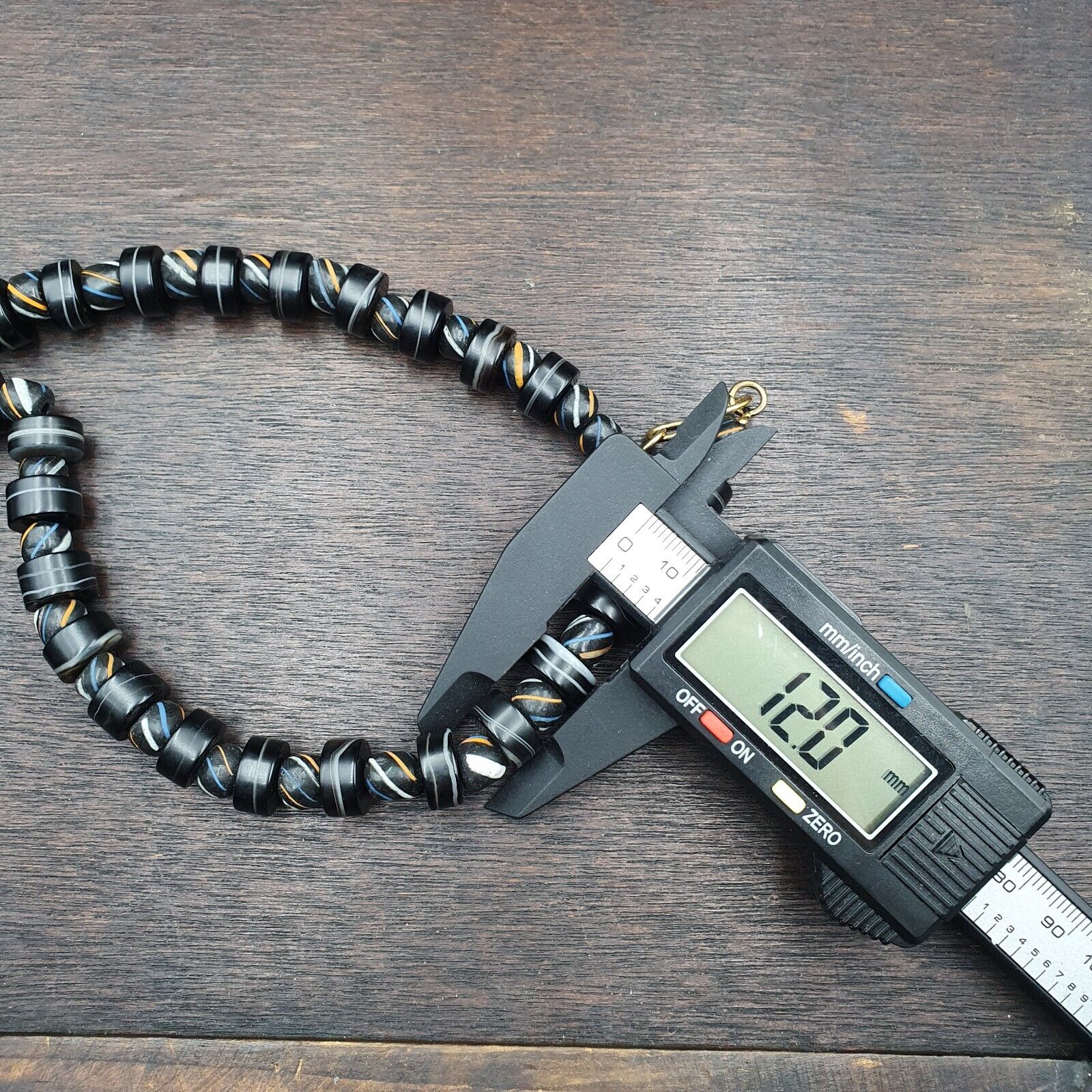 Antique Yemeni Agate Natural Rare pattern Banded Agate Bead Necklace BND-3