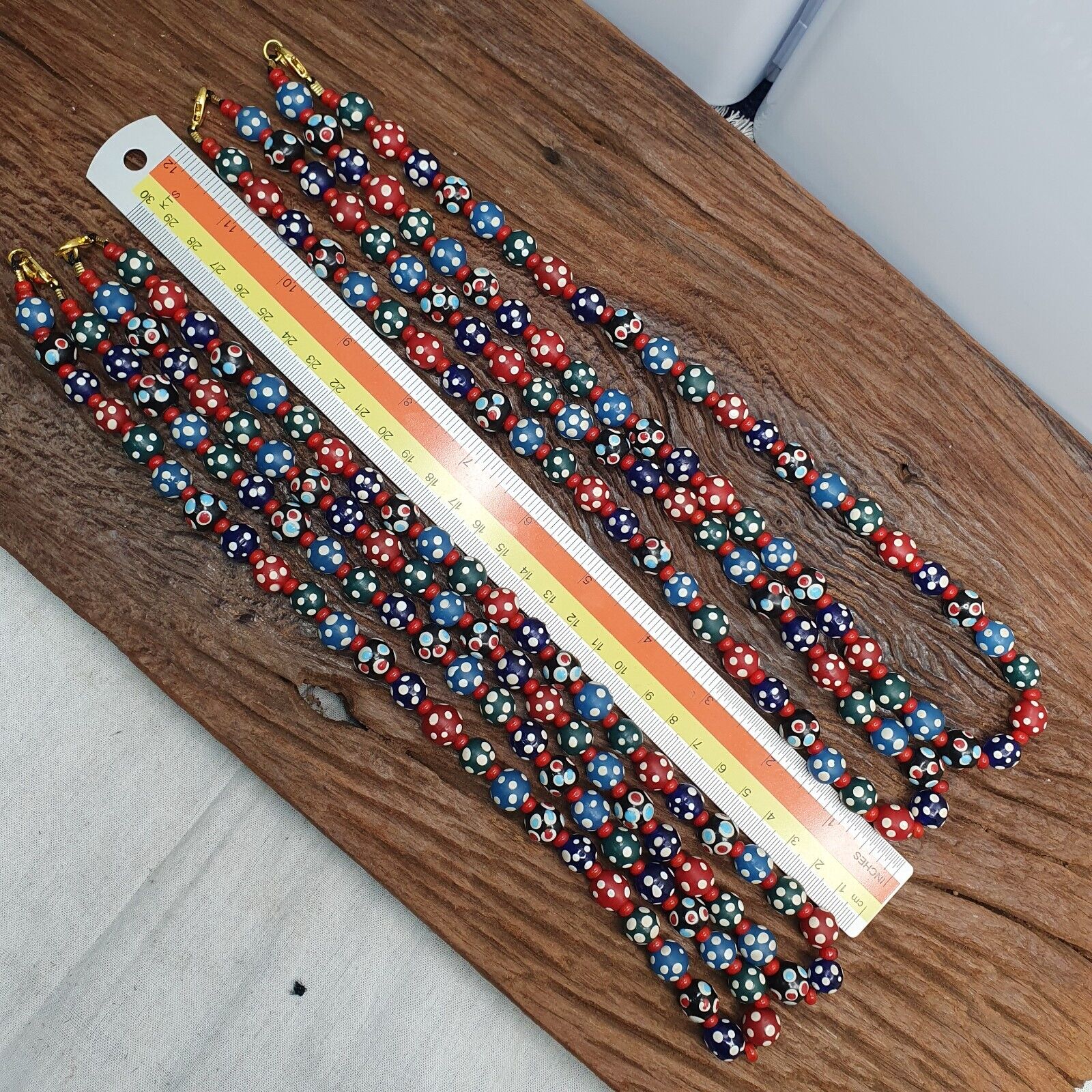 Venetian red Whiteheart and venetian Inspired Multicolor Skunk Beads Necklace