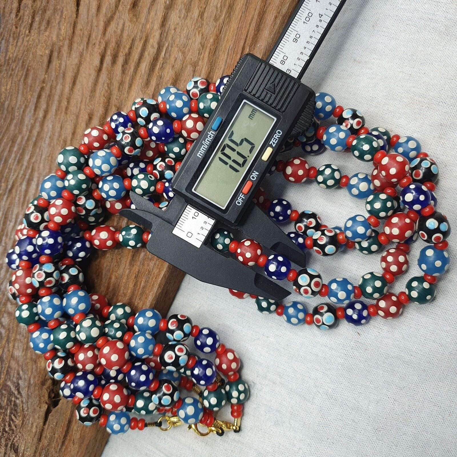 Venetian red Whiteheart and venetian Inspired Multicolor Skunk Beads Necklace