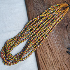 Vintage Blue Yellow Chevron Beads Venetian African style Beads 8mm