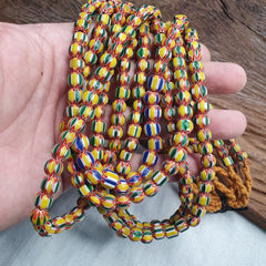 Vintage Blue Yellow Chevron Beads Venetian African style Beads 8mm