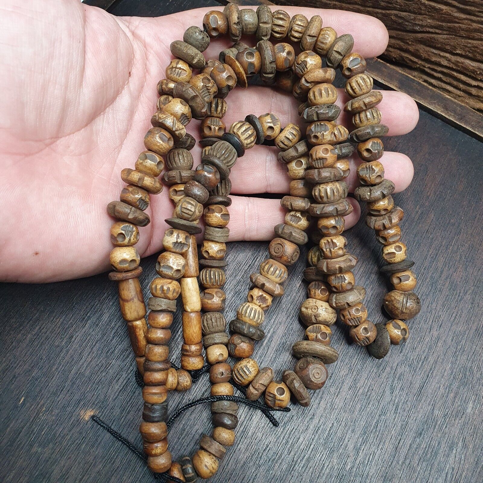Vintage Trade Tibetan Carving Beads Beaded Necklace