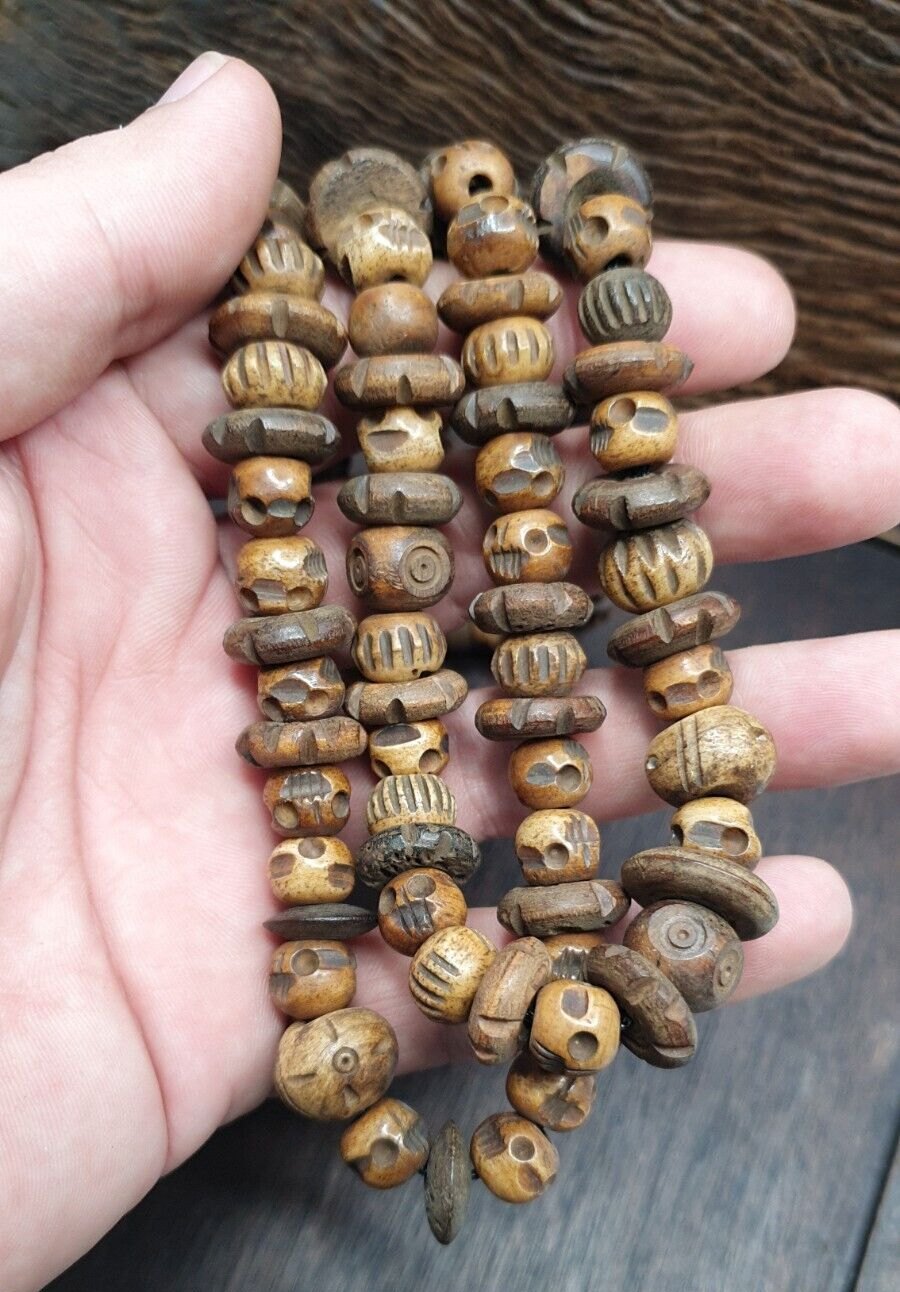 Vintage Trade Tibetan Carving Beads Beaded Necklace