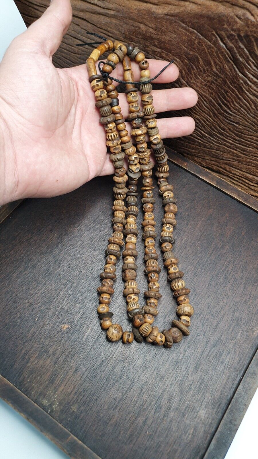 Vintage Trade Tibetan Carving Beads Beaded Necklace
