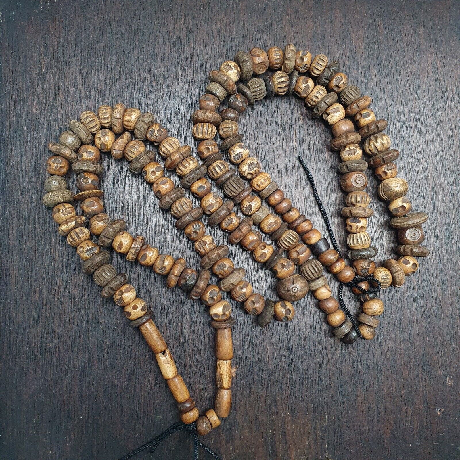 Vintage Trade Tibetan Carving Beads Beaded Necklace