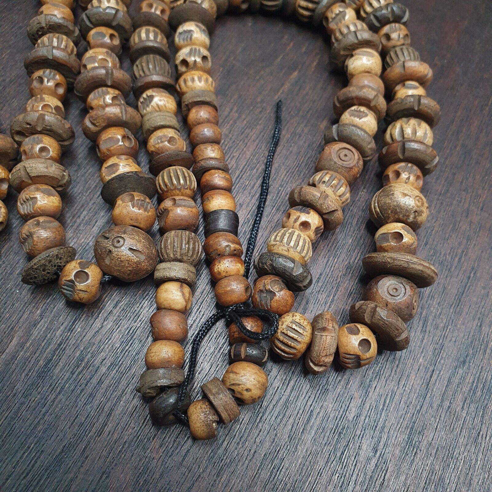 Vintage Trade Tibetan Carving Beads Beaded Necklace