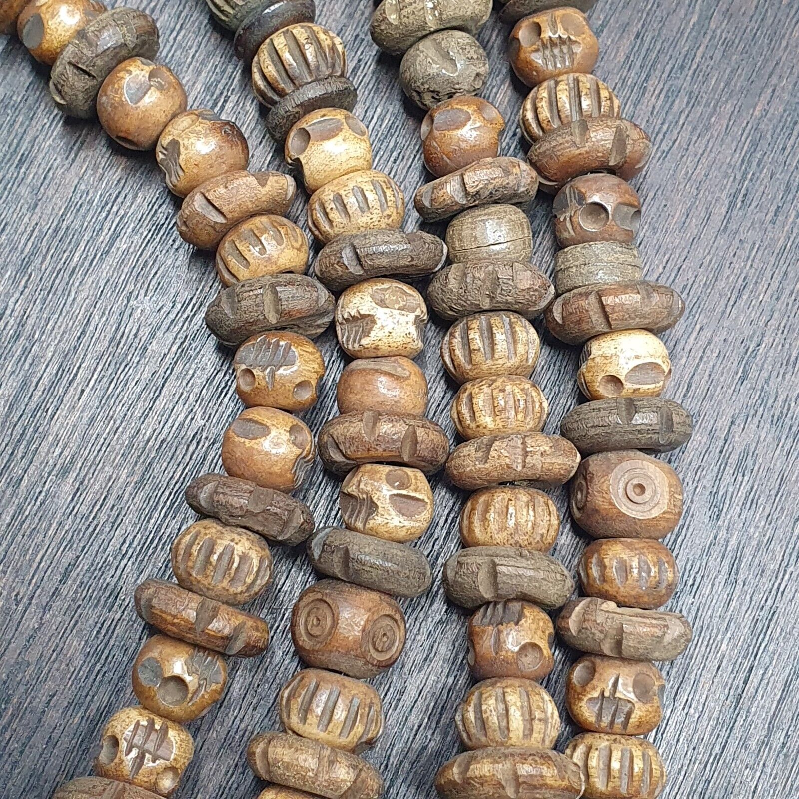 Vintage Trade Tibetan Carving Beads Beaded Necklace