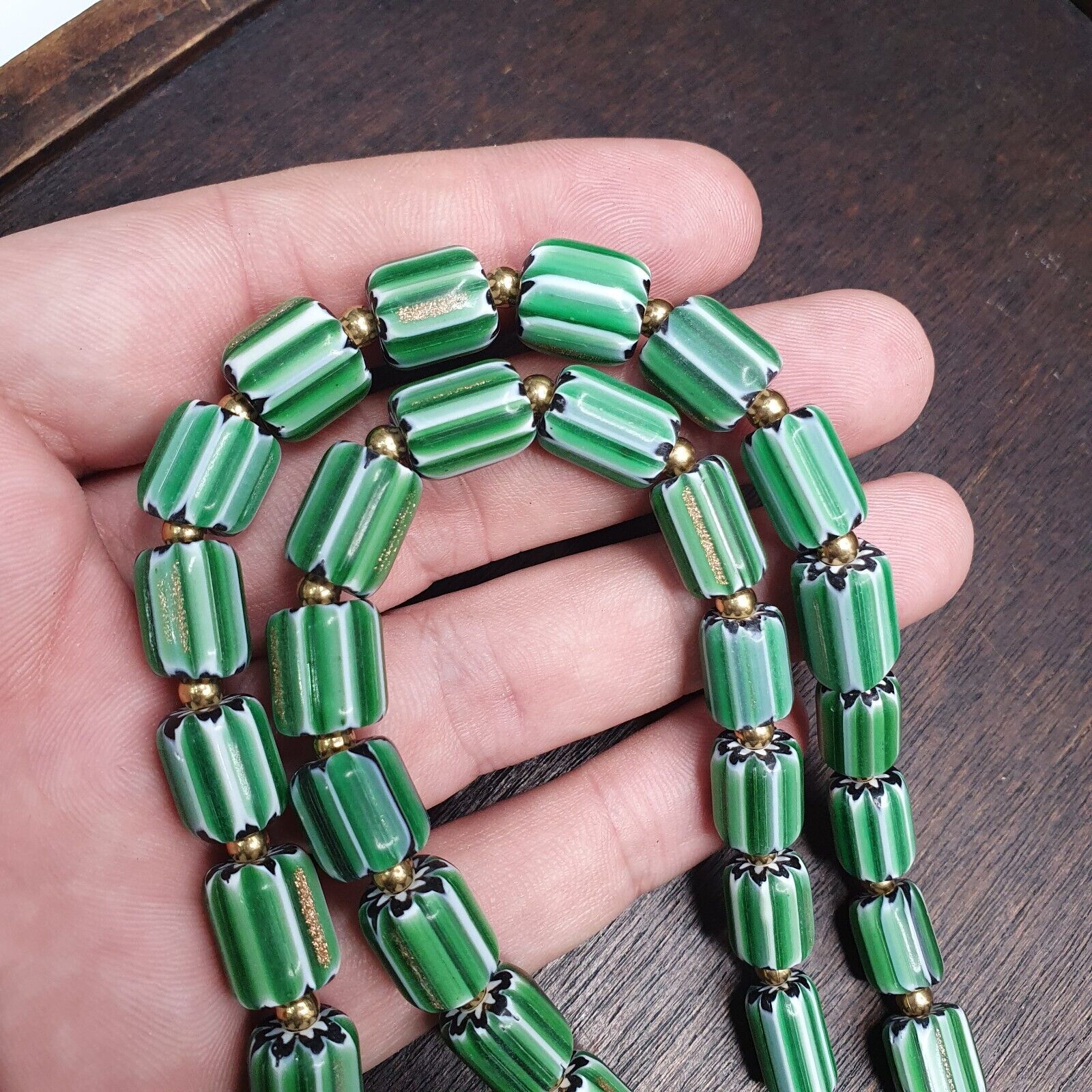 Vintage venetian Style Beads Collection Green beads Necklace B21