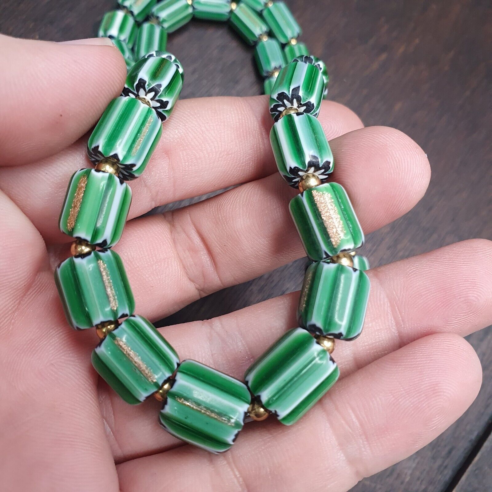 Vintage venetian Style Beads Collection Green beads Necklace B21