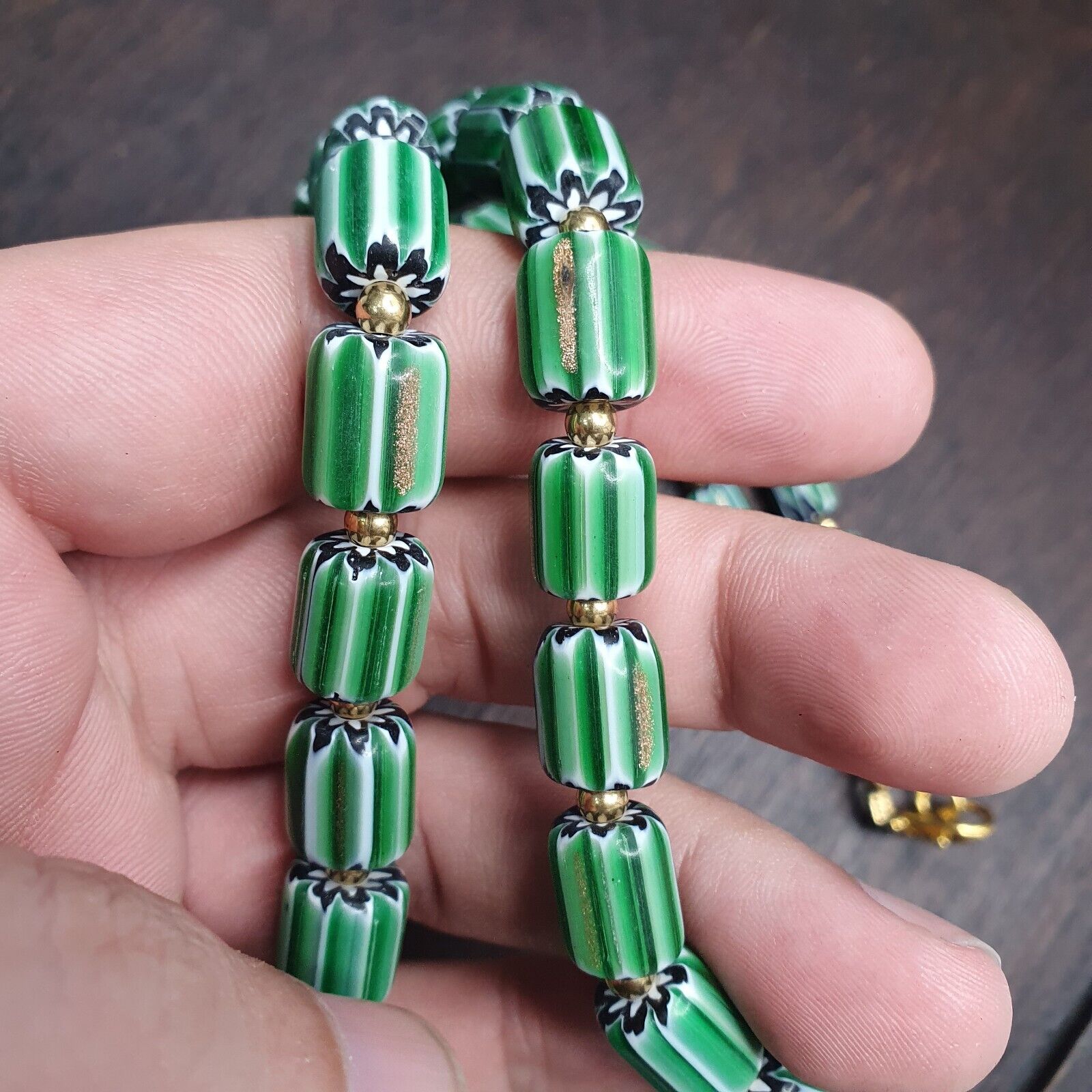 Vintage venetian Style Beads Collection Green beads Necklace B21