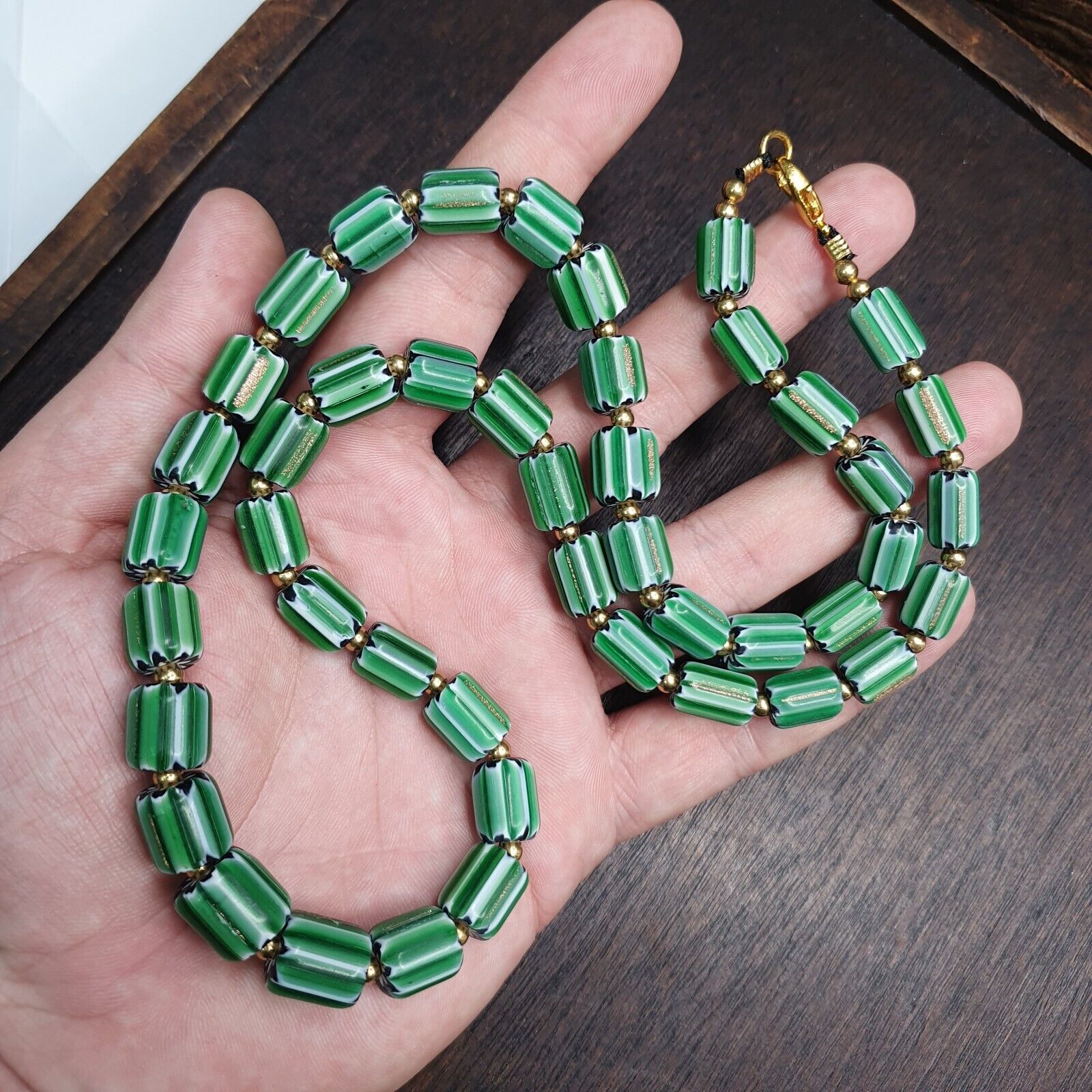 Vintage venetian Style Beads Collection Green beads Necklace B21