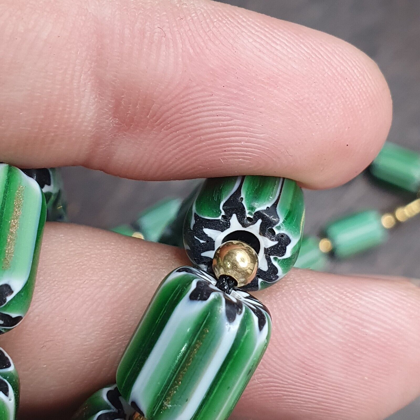 Vintage venetian Style Beads Collection Green beads Necklace B21