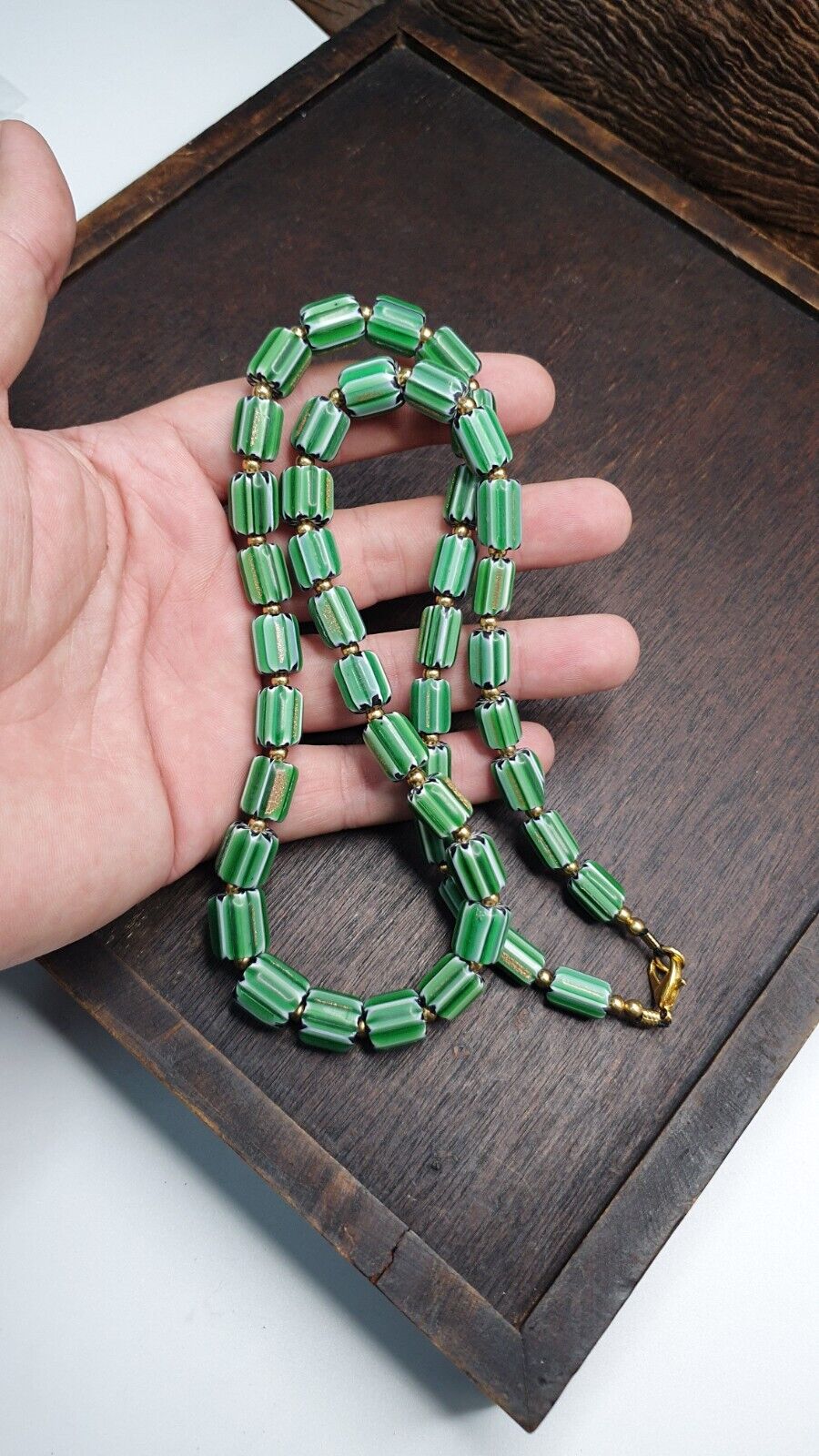 Vintage venetian Style Beads Collection Green beads Necklace B21