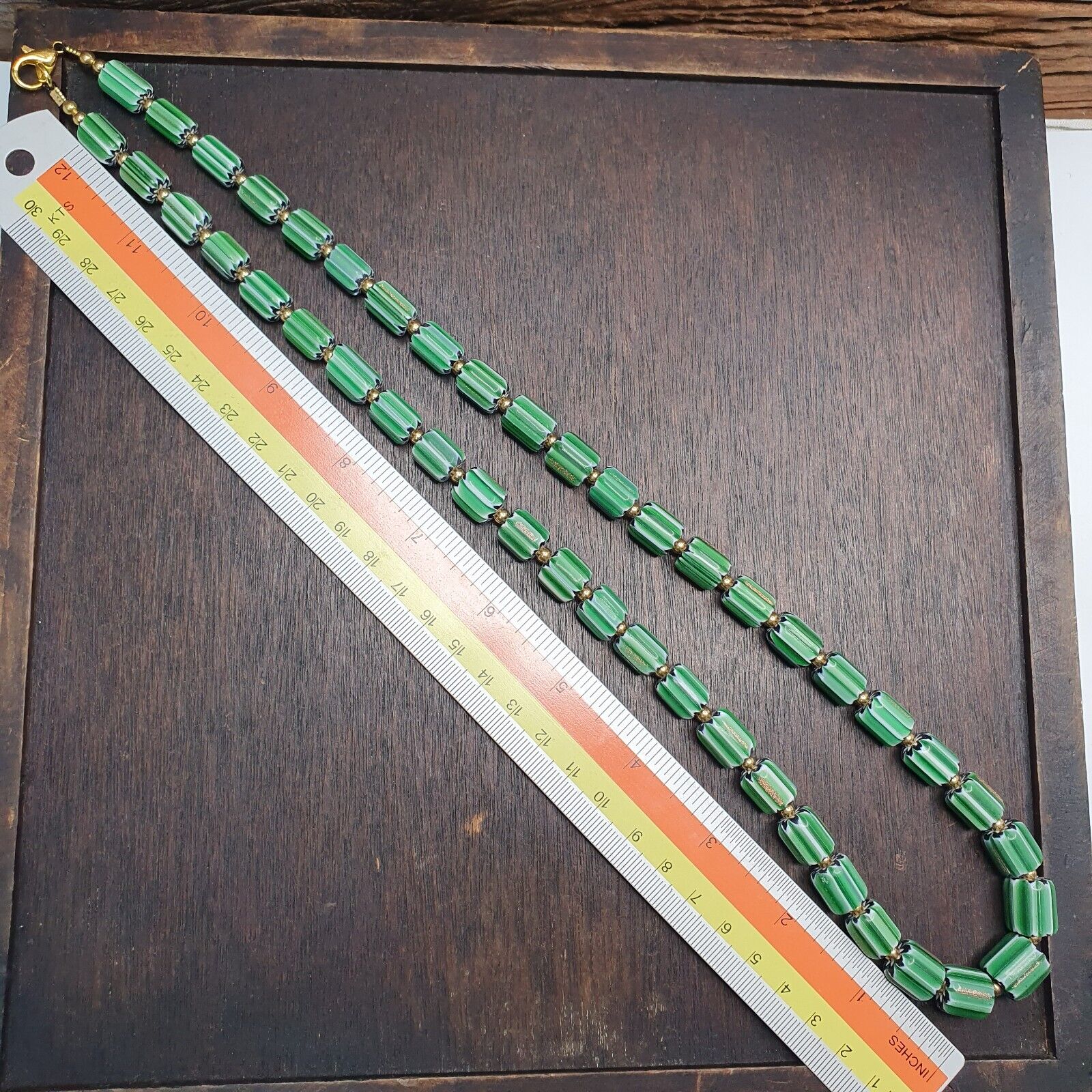 Vintage venetian Style Beads Collection Green beads Necklace B21