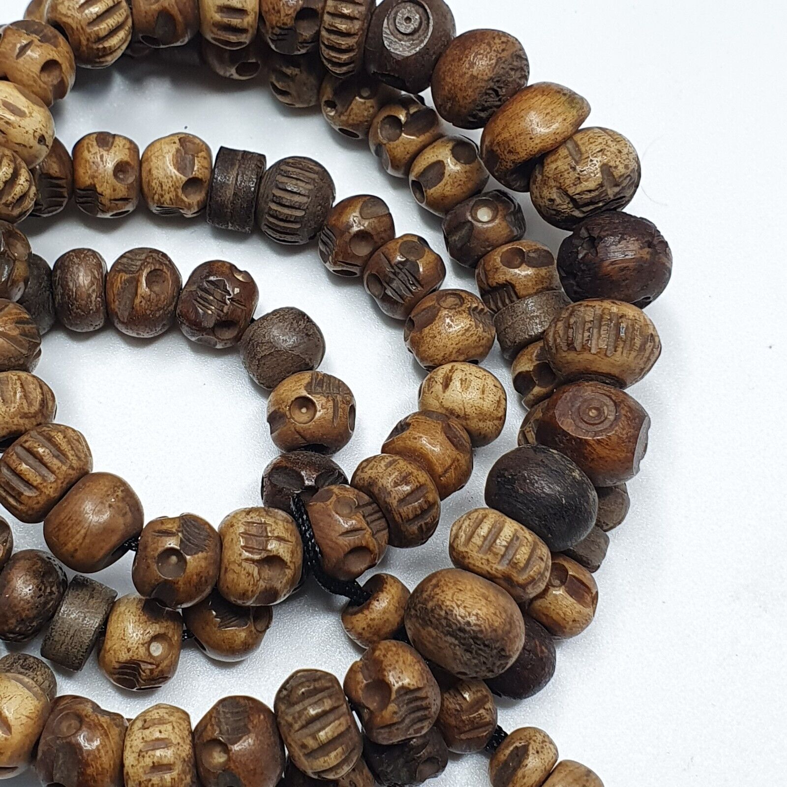 TIBETAN ANTIQUE Carving Beads Buddhist 108 PRAYER BEADS MALA ROSARY