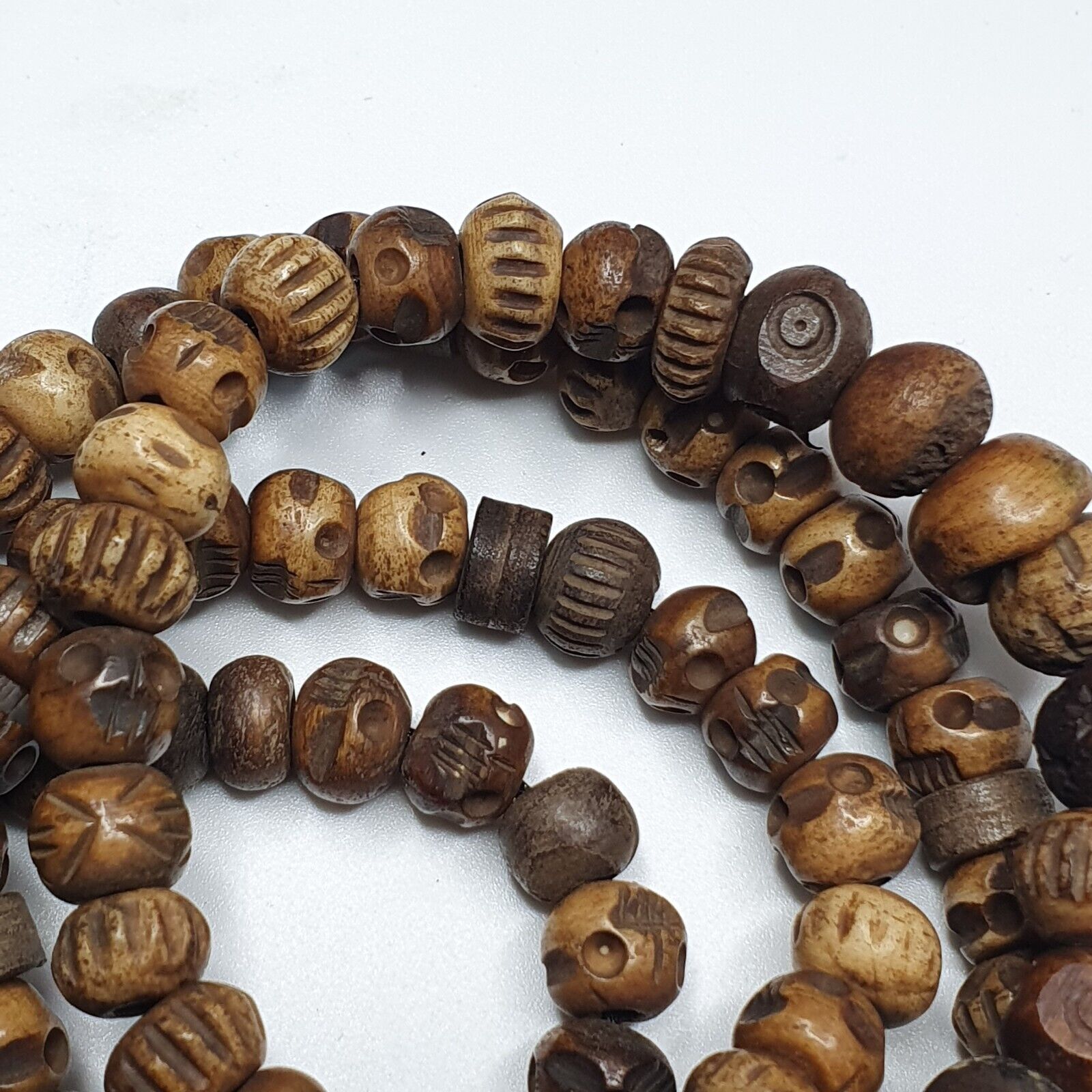 TIBETAN ANTIQUE Carving Beads Buddhist 108 PRAYER BEADS MALA ROSARY