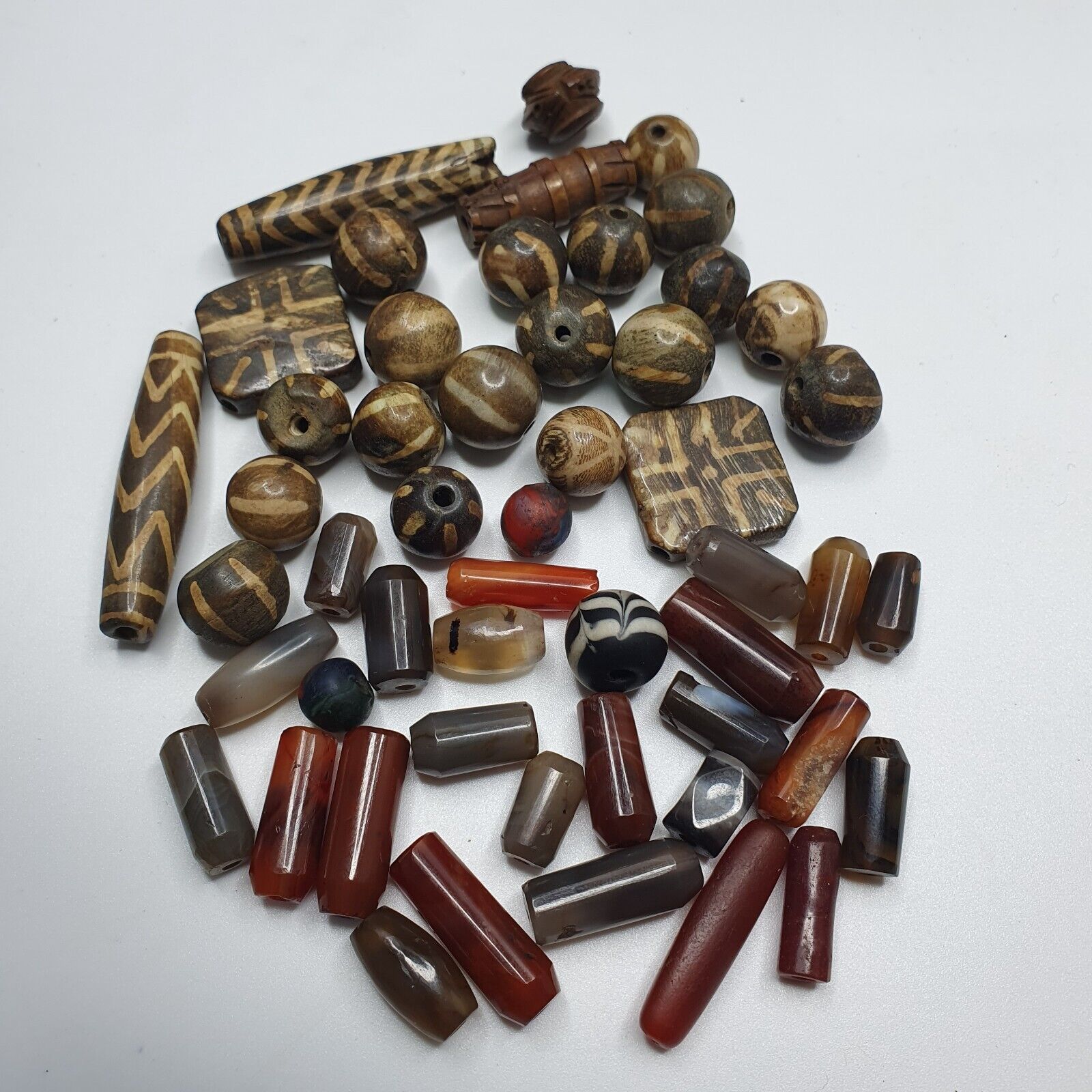 Lot Asian Pumtek and African Yemeni Agate Beads LOT-PMT