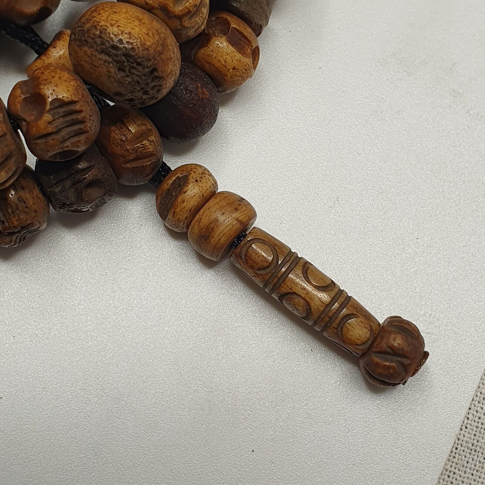 TIBETAN ANTIQUE Carving Beads Buddhist 108 PRAYER BEADS MALA ROSARY