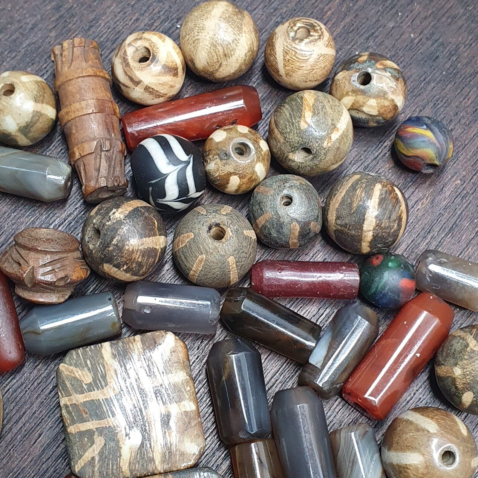 Lot Asian Pumtek and African Yemeni Agate Beads LOT-PMT